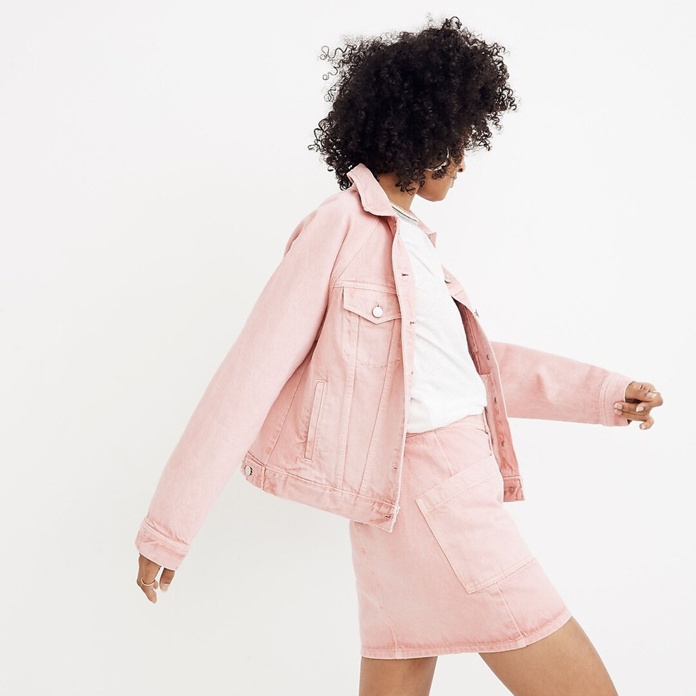 Madewell NWOT The Raglan Oversized Jean Jacket in Dusty Rose - Picture 3 of 7